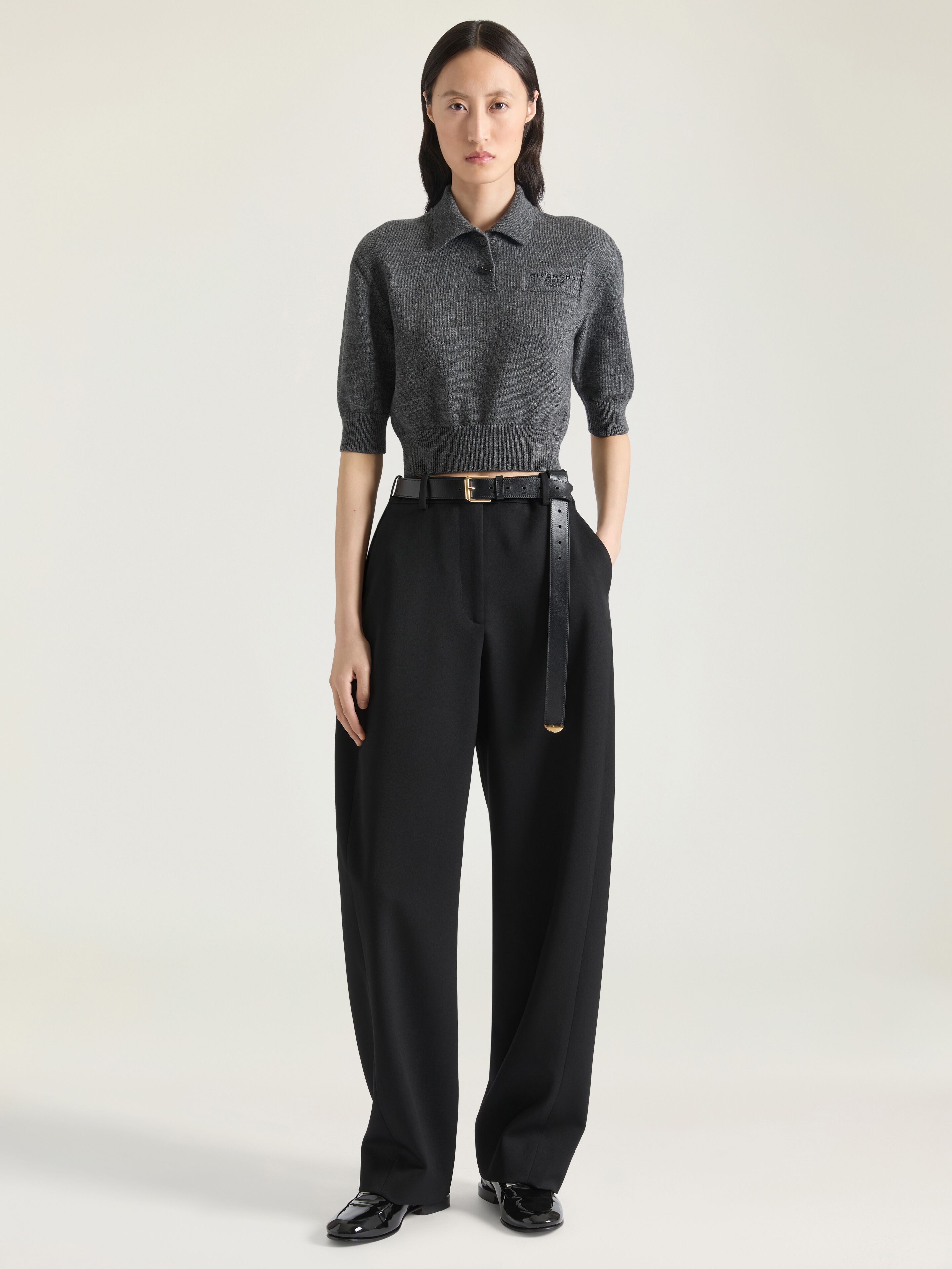 Polo top in wool